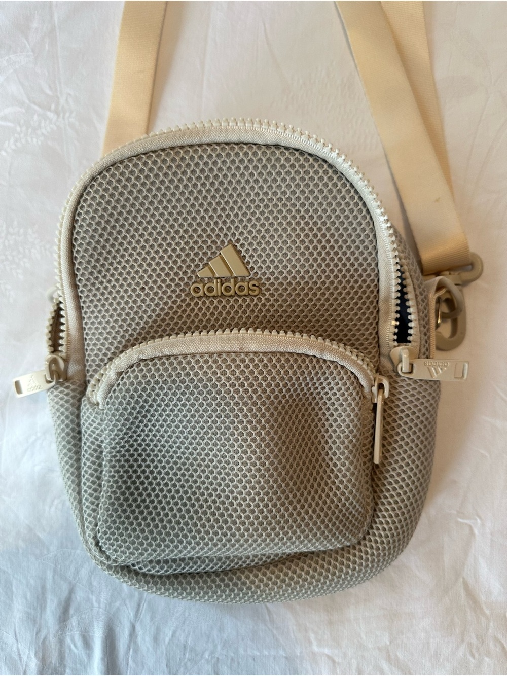 adidas Beige Mesh Crossbody Phone Pouch